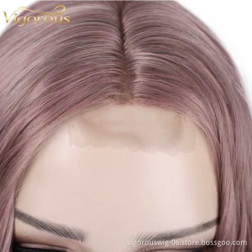 Cheapest High Quality Soft Wholesale Lace Front Short Bob Cut Water Wave Curly Women Cosplay Synthetic Hair Wig